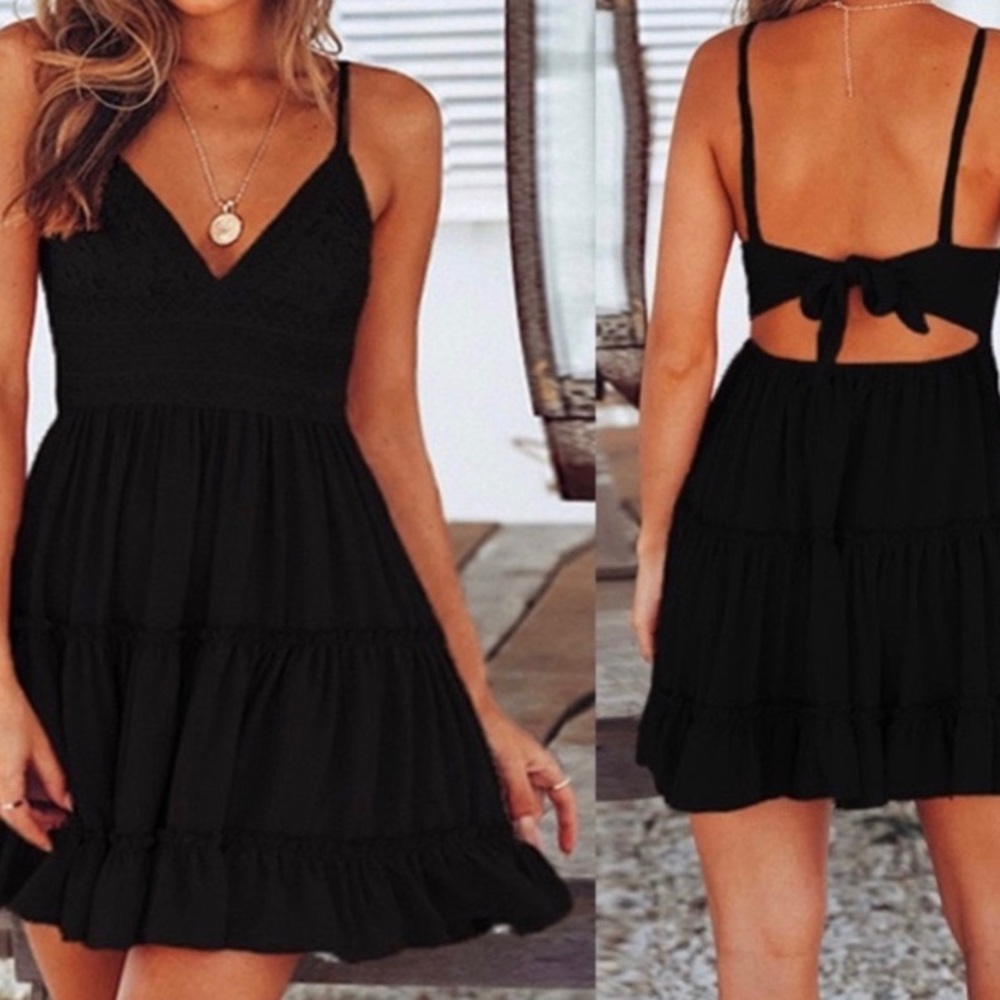 Black Tie Back Dress